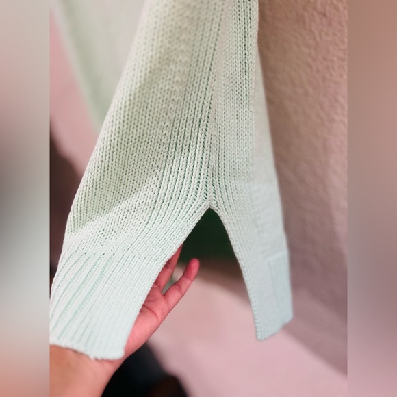 LOFT Mint Green Chunky Knit Sweater, size L Orig $65 Relaxed Layering - Picture 3 of 7